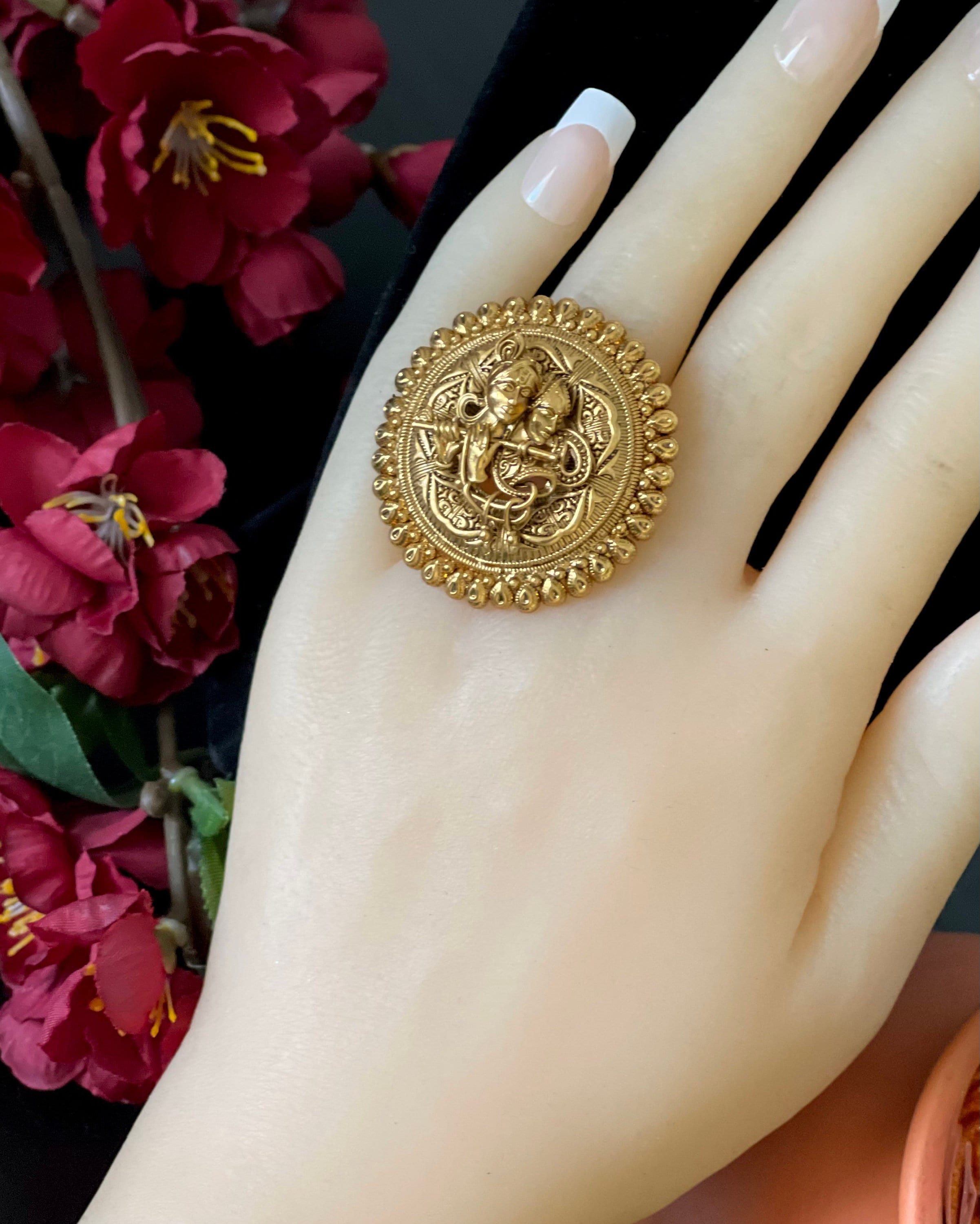 Antique Matt Gold Finished Radha Krishna Adjustable Finger Ring / Party  Wear Rings / Gold Finished Rings / Temple Jewelry/ Finger Rings - Etsy