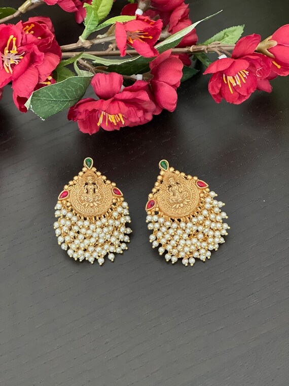 beautiful gold Lakshmi Devi earrings designs // good Lakshmi earrings with  weight and price - YouTube