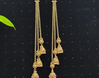 Antique Gold Jhumka Earrings: Kashmiri Style jhumkas