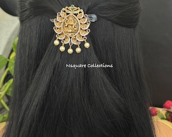 Antique matte finished Lakshmi Devi Hair Brooch / Juda Pin / Veni Pin - jada billa