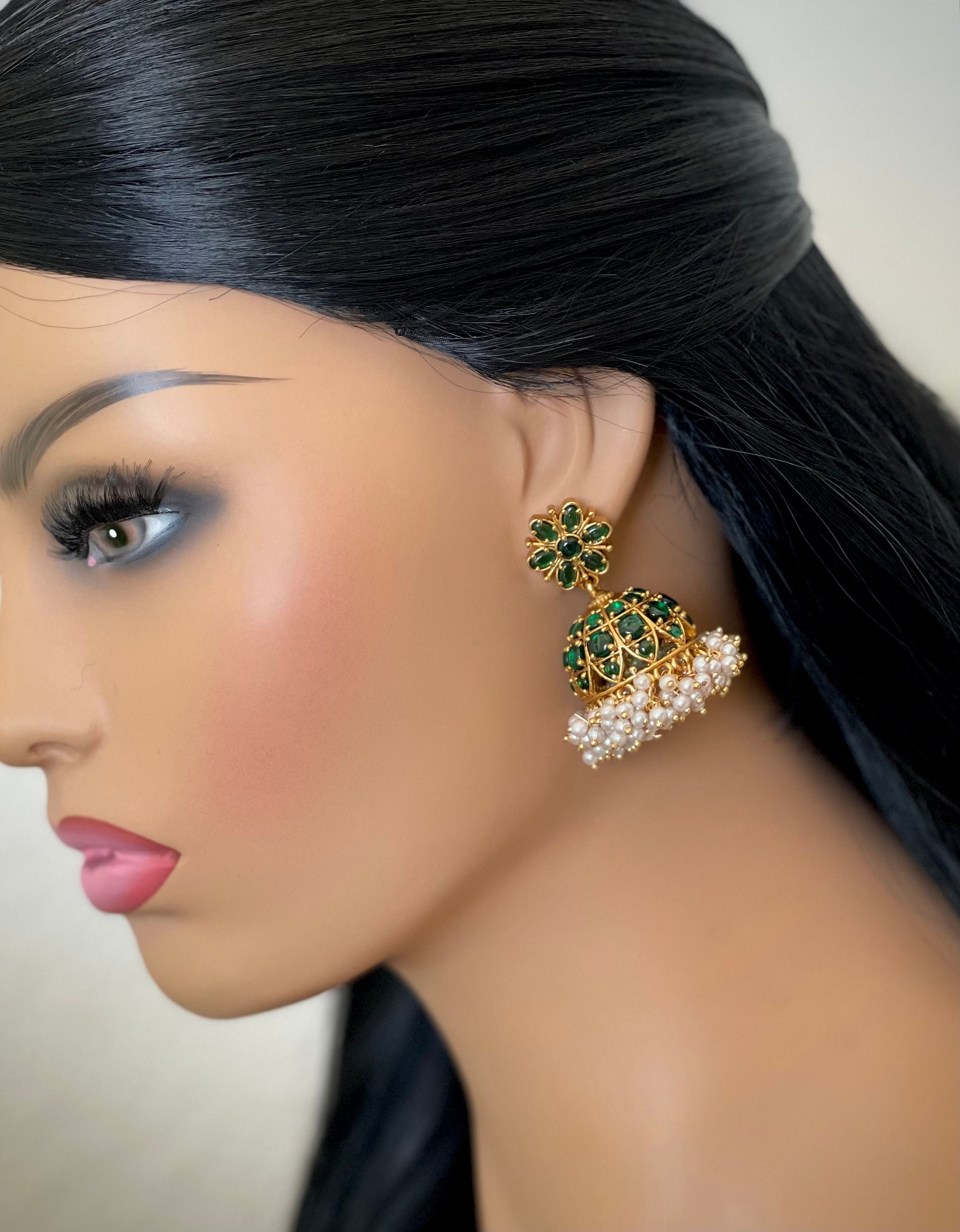 Small pearl jhumkas best sale