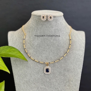 Two-Tone AD/CZ Necklace & Earrings Set: Mini Bridal Jewelry