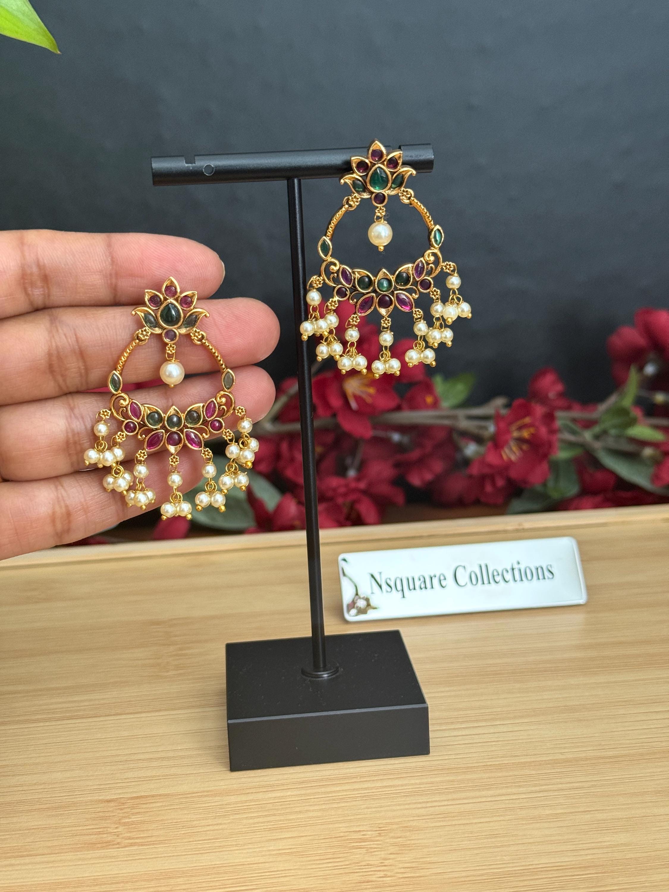 Boucles D'oreilles Pendantes Dorées Cristal Cube Goutte - Fait Main UK - Neuf Avec étiquettes