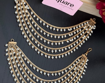 Restock -Pearl Ear Chains - Traditional Jhumka Maattal Accessories