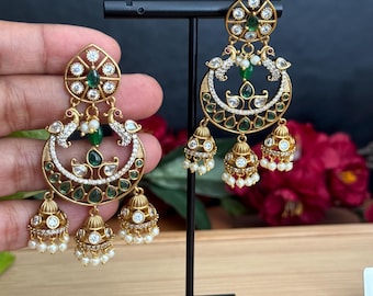 Orecchini Jhumka Indiani A Lampadario – Vintage In Lega Placcata Oro Con Ciondoli A Campanella, Regalo Bollywood - 3