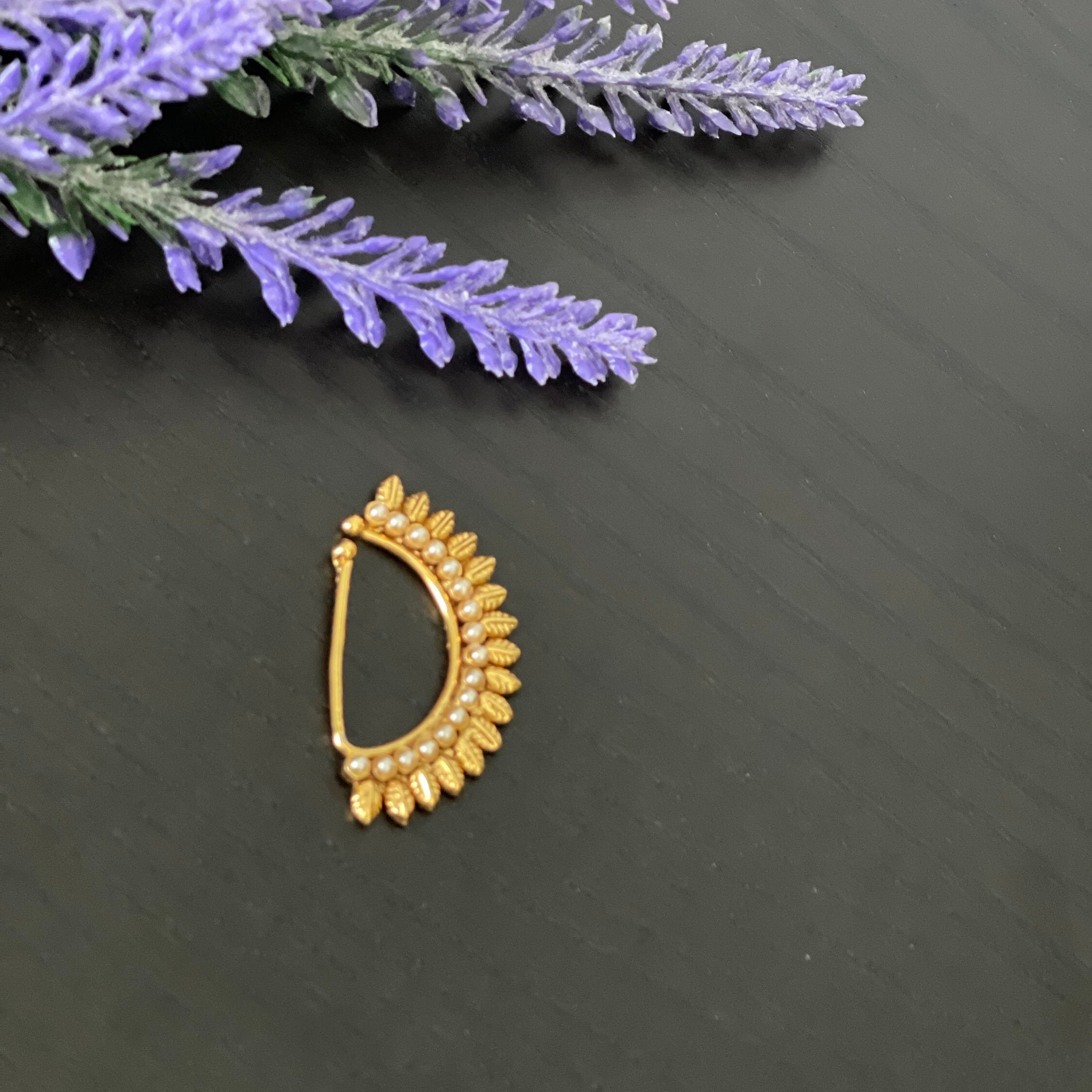 Gold Finished Pressing Style Nath Nathni Nose Jewelry Left