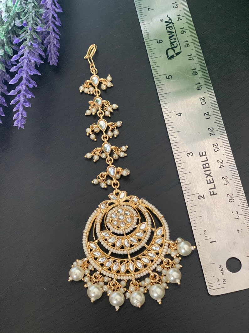 Chutti Gold Maang tikka forehead jewelry Kundan pearl TikkaIndian Jewelry Punjabi Jewelry head jewelry tikka