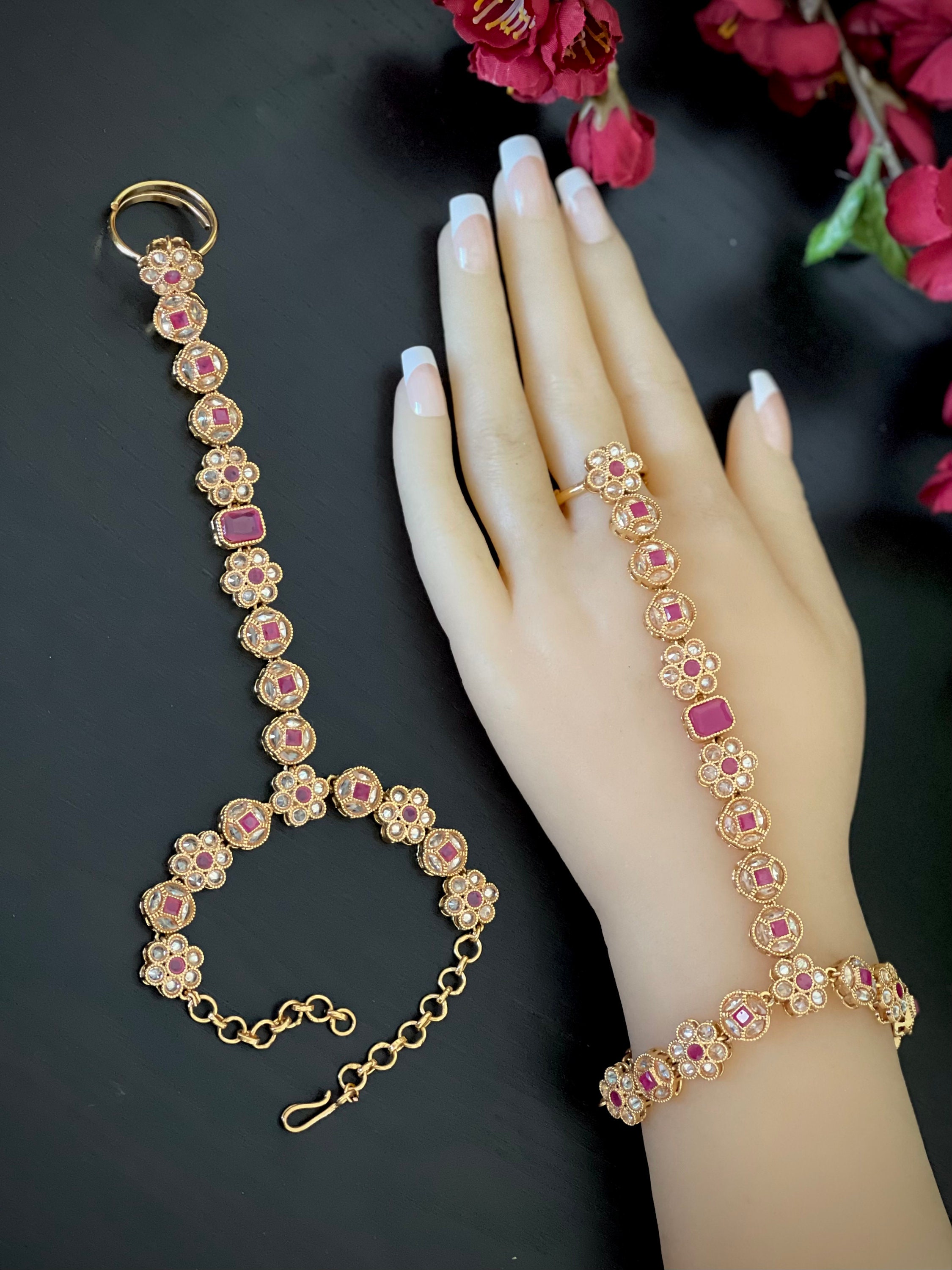 Buy Kabello Golden Rhinestone Jewellery Set Anklet with Ring Bracelet for  Women Online at Lowest Price Ever in India | Check Reviews & Ratings - Shop  The World