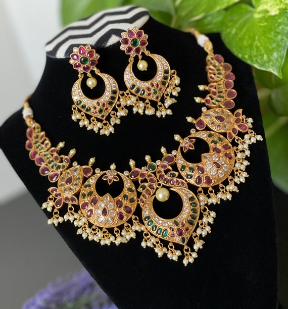 Buy Peacock Necklace Set Online In Singapore, Wedding Jewellery