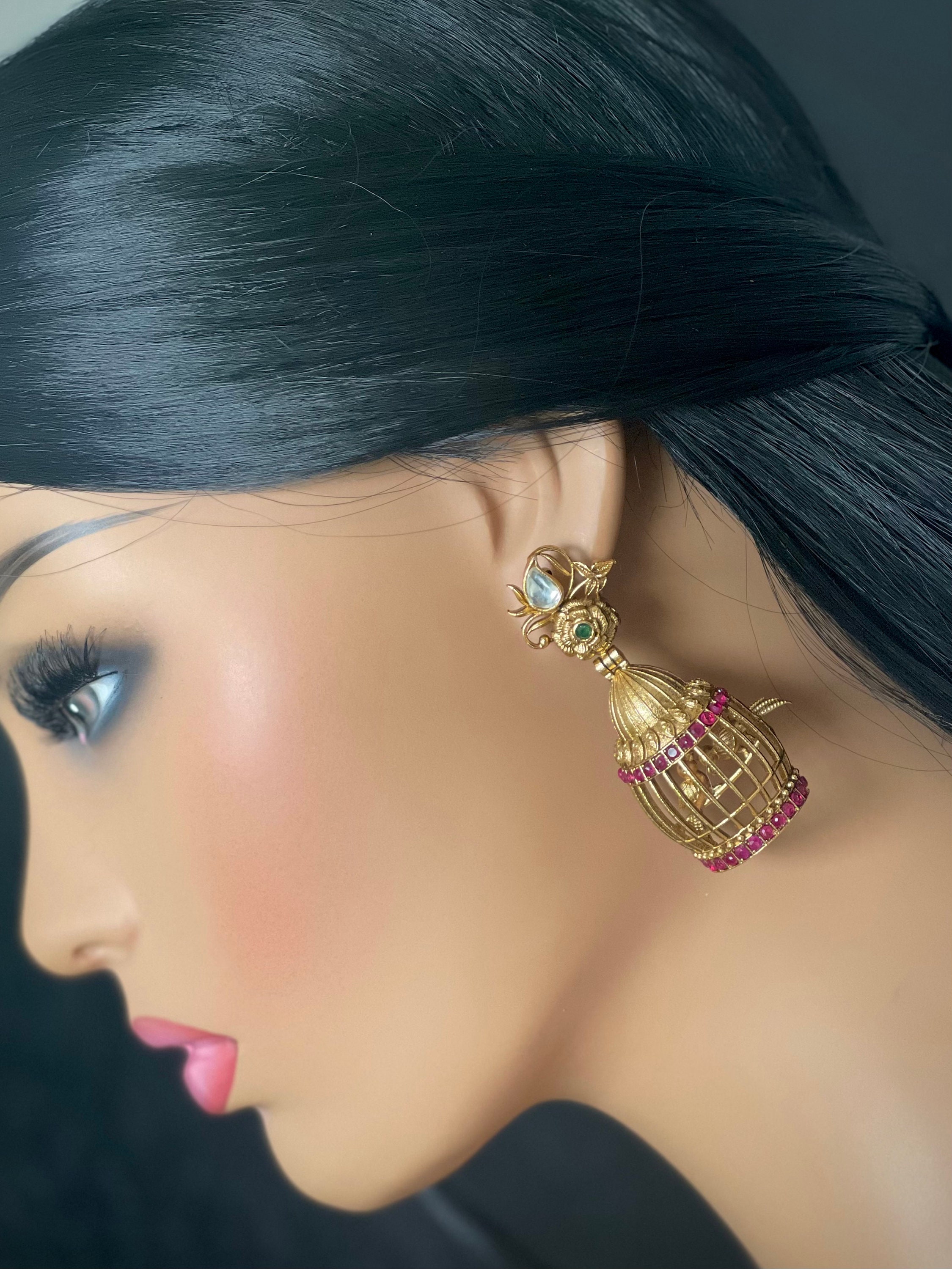 Bird cage jhumka deals