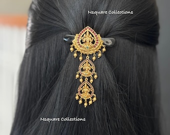 Goddess Lakshmi Hair Pin: Antique Gold Bridal Hair Brooch