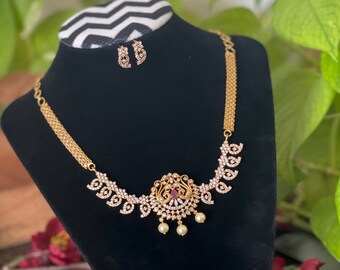 Gold Replica Small Flexible Necklace Set Teen Girls Favorite Necklace  Temple Jewelry south Indian Wedding Jewellery Indian Jewelry -  Israel