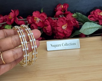 Diamant Armreifen / Ein Paar CZ zweifarbige Gold Armreifen
