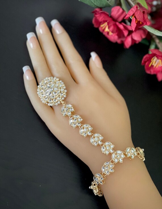 Rajwad Pacchi Kundan Bracelet/Openable Bracelet/Golden Traditional Bracelet  | eBay
