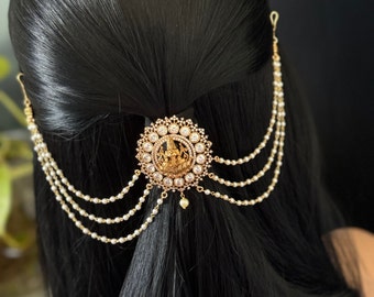 RESTOCK- CZ-haarspeld met gelaagde ketting / Juda Pin / Veni Pin / Juda Pin / Premium kwaliteit Lakshmi Devi Jada pin / Indiase Jada Billa