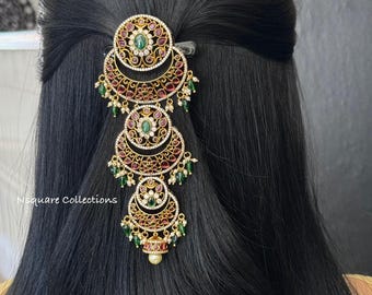 Kemp Stone Hair Brooch: Antique Gold Finish Juda Pin