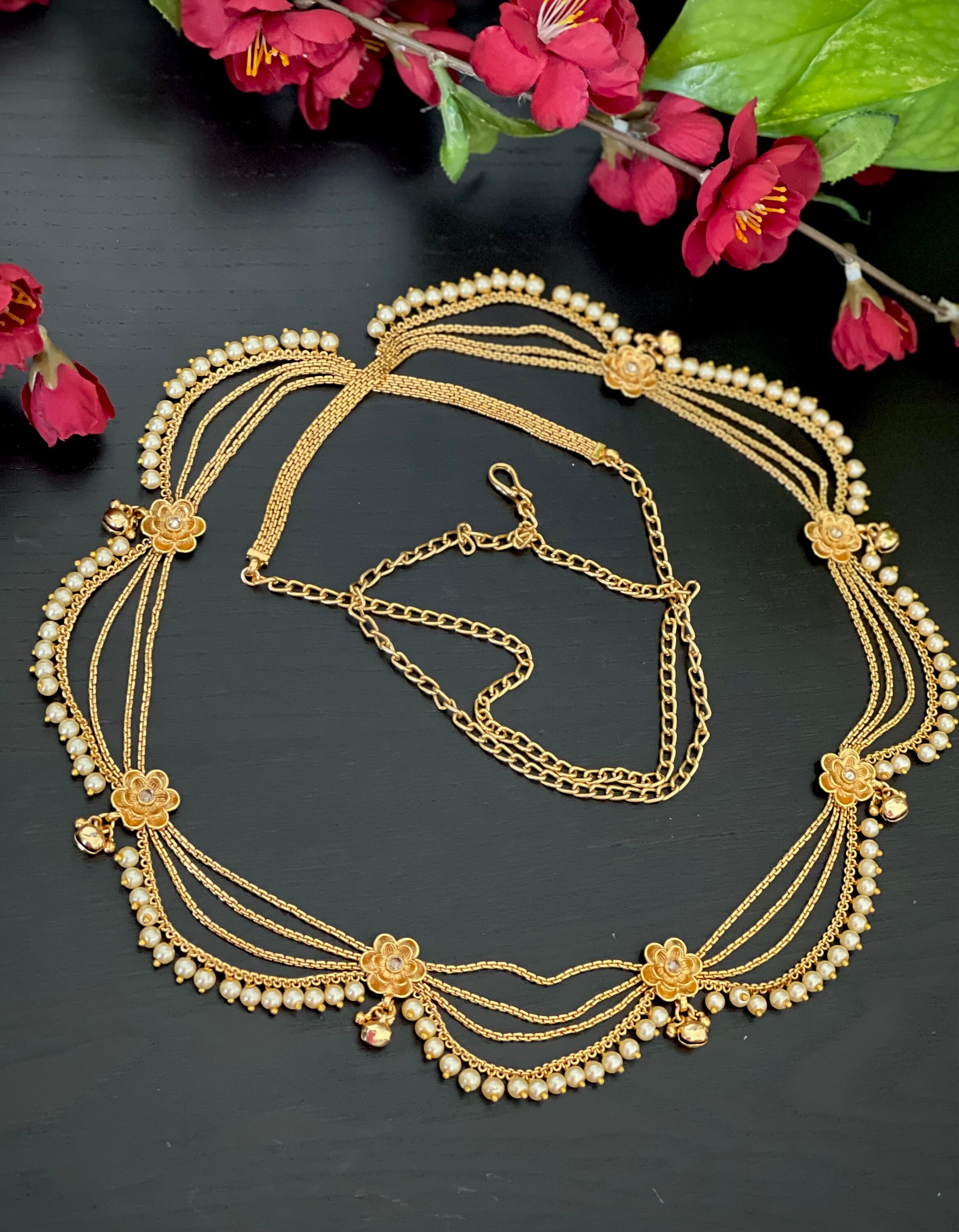 Antique Polki Pearl Kamarbandh / Kamarpatta/ Indian Waist Chain ...