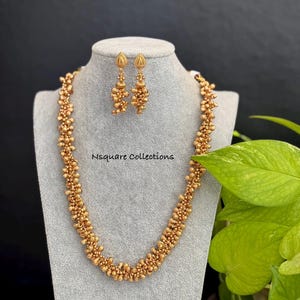 Antique Gold necklace set / Indian Necklace set /  Temple jewelry / CZ necklace set / Kemp necklace set