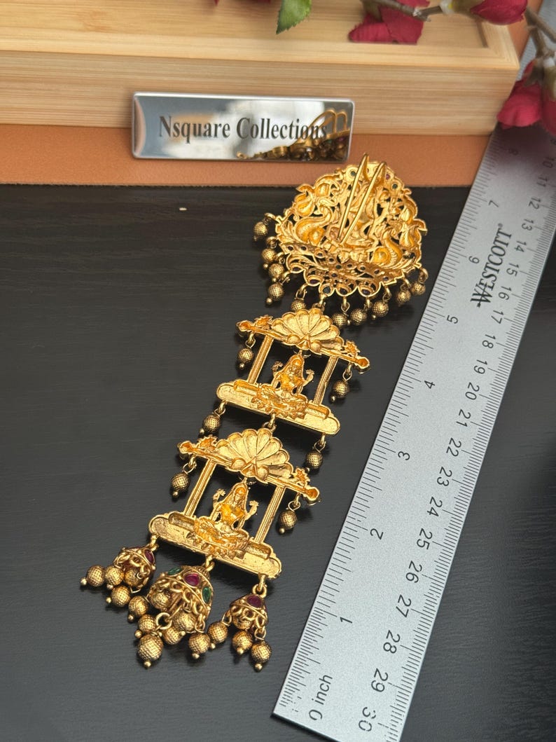 Cluster Ruller Goddess Lakshmi Hair Pin: Antique Gold Bridal Hair Clip - Etsy