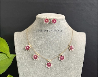 CZ Charm Short Necklace Set: Invisible Neckset