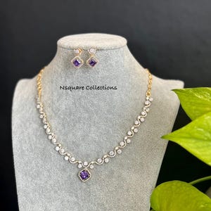 Two-Tone AD CZ Necklace Set: Mini Bridal Jewelry