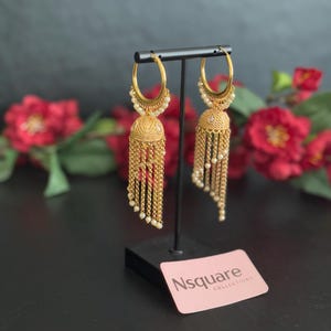 Antique Bali Jhumka Earrings: Indian Polki Hoop Jhumkas