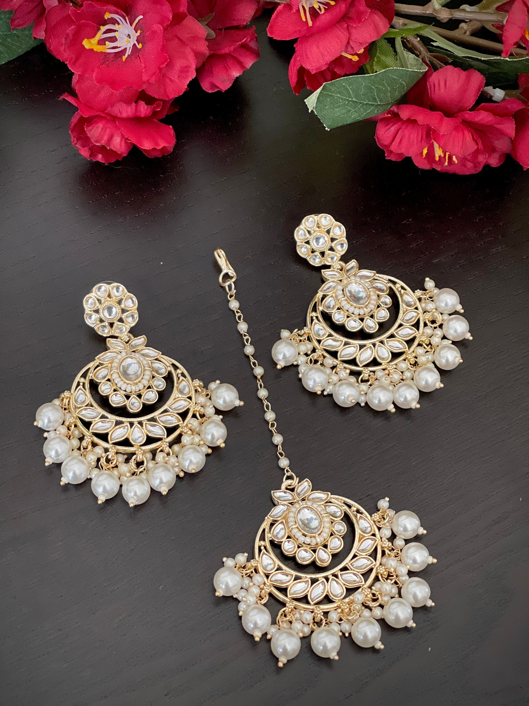 Hoop Beautiful White Color Kundan Earrings For Girls/Women(KDE499) at Rs  160/pair in Jaipur