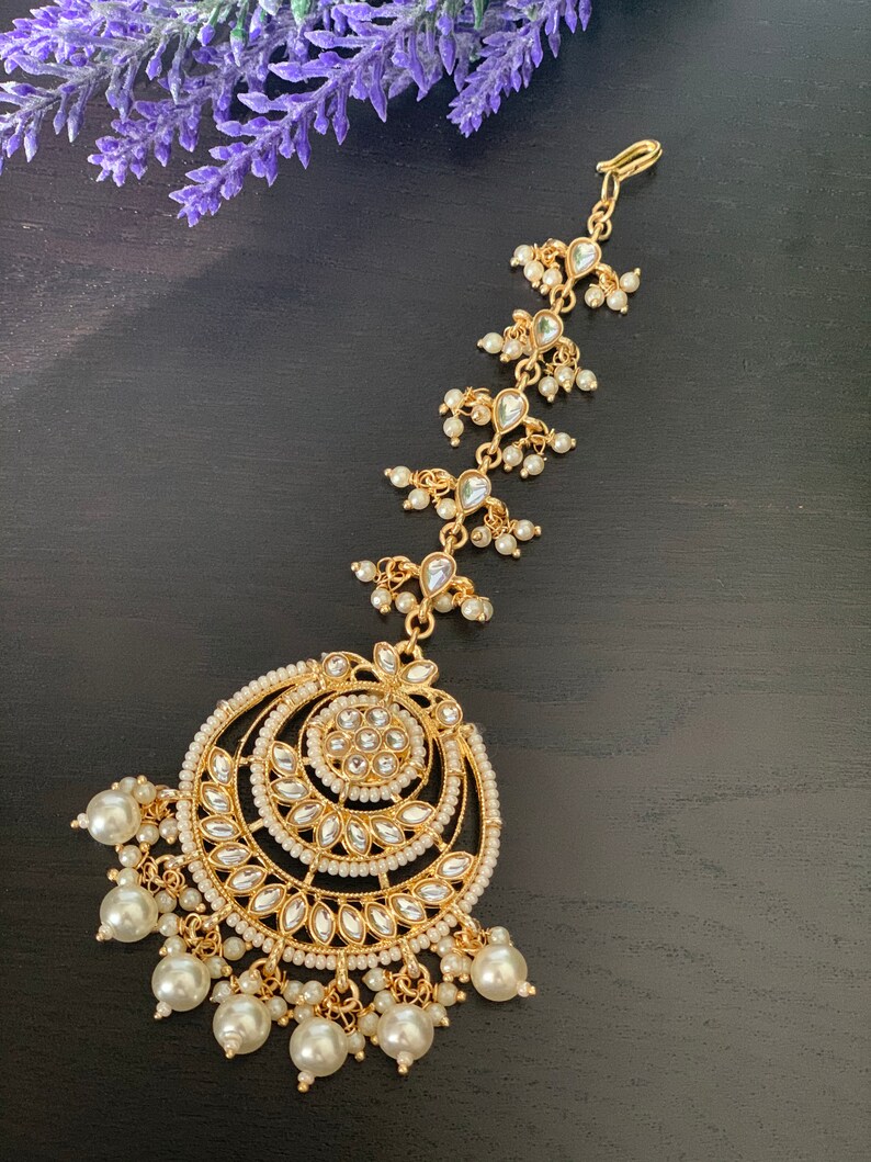 Chutti Gold Maang tikka forehead jewelry Kundan pearl TikkaIndian Jewelry Punjabi Jewelry head jewelry tikka