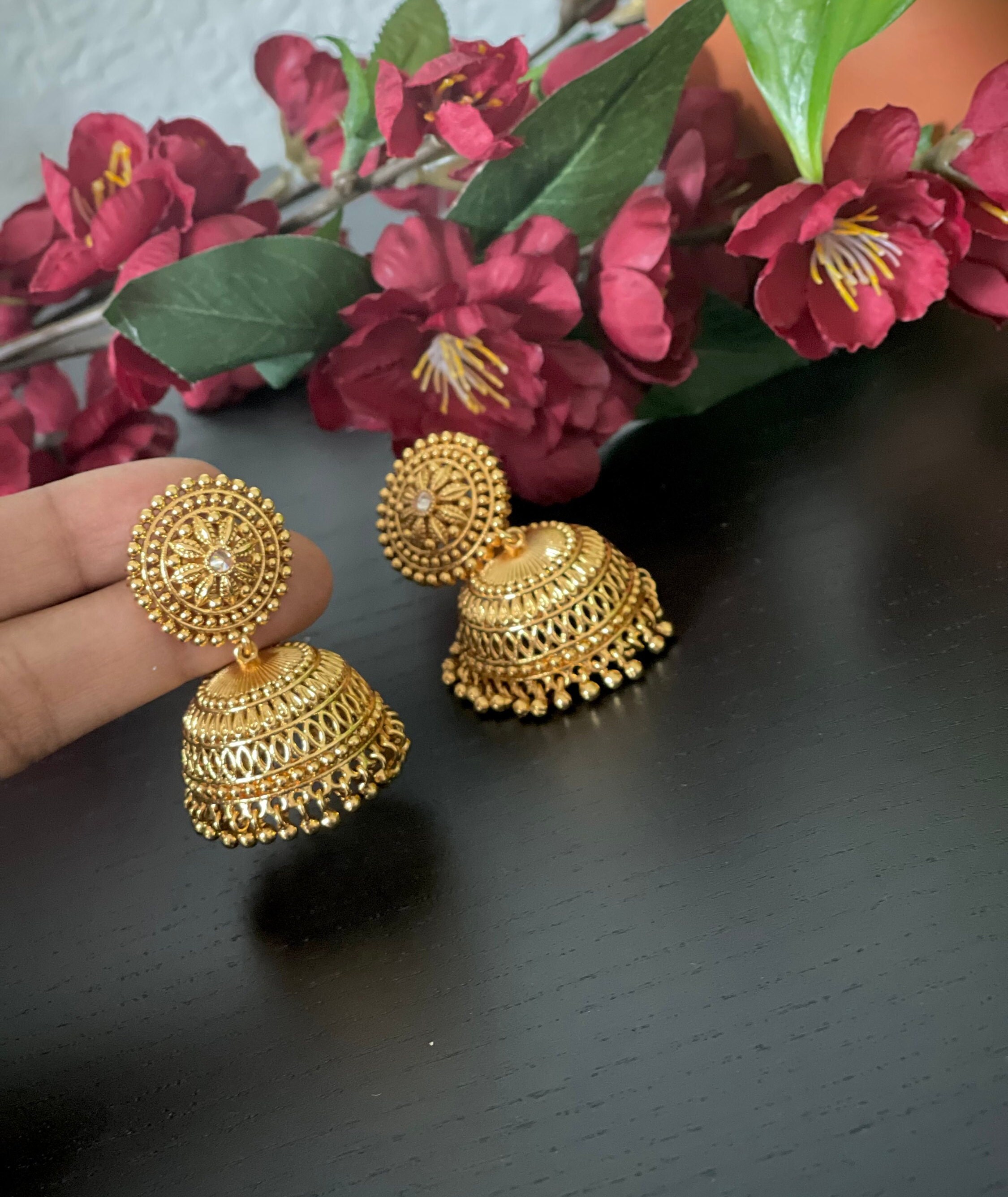 Gold imitation jhumkas sale