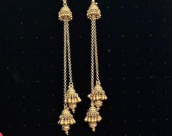 Antique Gold Jhumka Earrings: Kashmiri Style jhumkas