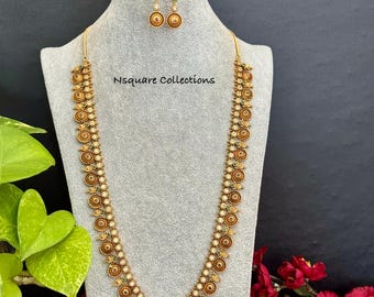 Kemp Haram Necklace: South Indian Bridal Temple Jewelry Set
