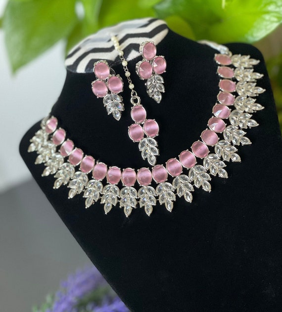 Designer Rhodium Finished Necklace Set 