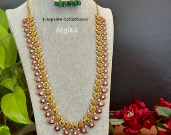 Conjunto de collar antiguo Kemp bottu mala Haram: 2 estilos - Colgante extraíble - Estilízalo a tu gusto