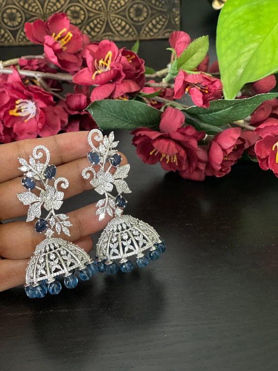 Artificial diamond jhumkas deals