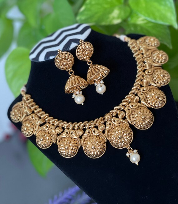 Jhumkas with necklace best sale set