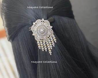 Restock- CZ Diamond Hair Pin, Two-Tone Juda Bun Billa Clip