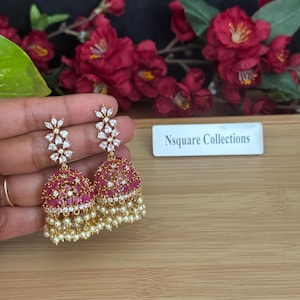 CZ Jhumkas / Diamant Jhumki Ohrringe / Braut Ohrringe / Tempel Jhumka Ohrringe / AD Jhumkas Ohrringe