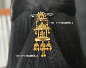 Antique Lakshmi Hair Pin: Indian Bridal Jhumka Hair Clip