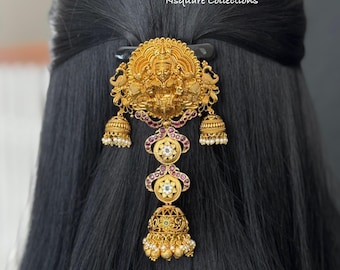 アンティーク雑貨 Indian Clip Tarinika Rizvi Antique Gold Plated Hair Clipwith Cubic Zirconia CZ