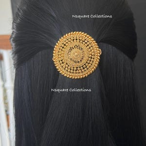 Gold Finish Jada Billa Hair Clip: Classical Dance Bridal Accessory