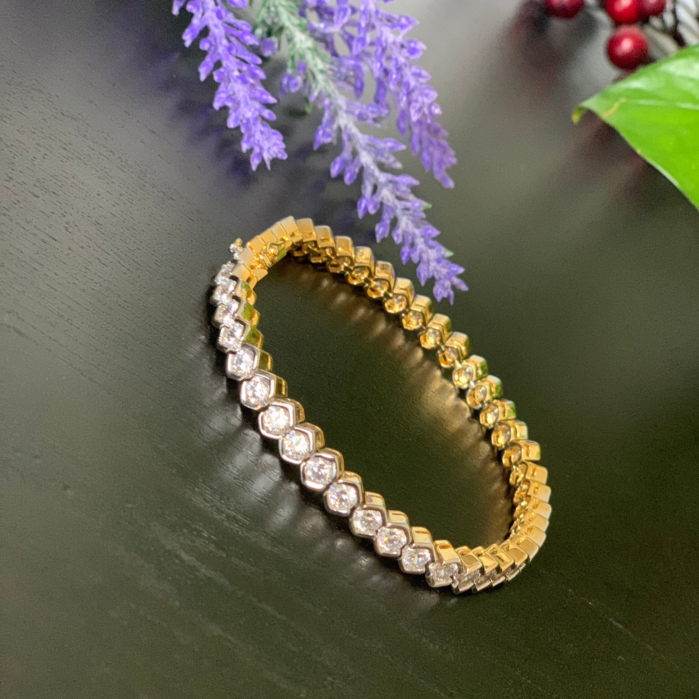 Tennis Bracelet / Two tone finished AD bracelet / AD bracelet/ Etsy