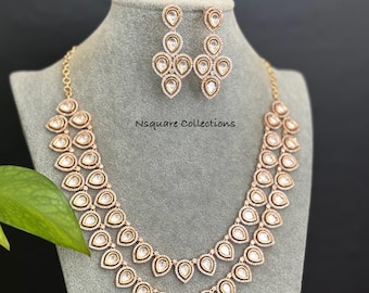 Kundan diamantfusionshalsbandsset: Indiska designersmycken