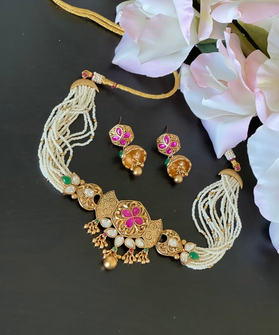 Kundan Choker / Antique Kundan Necklace 