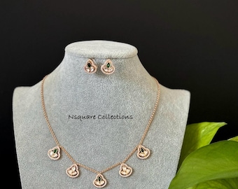Kundan Diamond Pendant Necklace Set: CZ Girls Jewelry