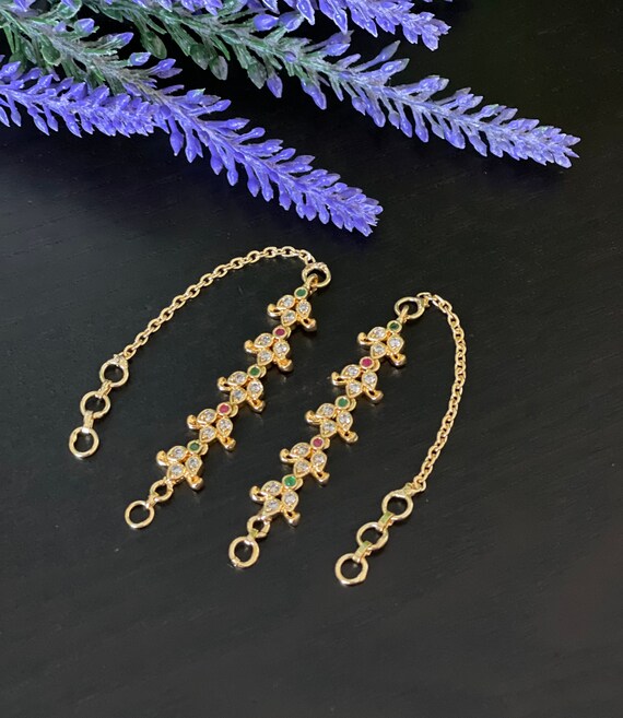 Micro Gold Polished AD Ear Chain - Etsy 