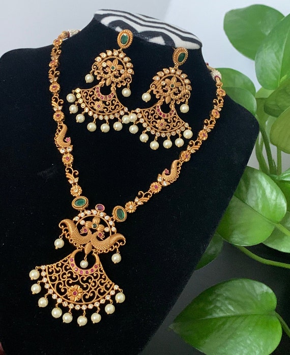 Simple Antique Gold Finished CZ Peacock 