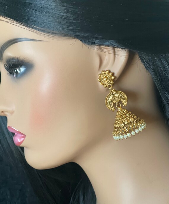 Peacock jhumka shop earrings gold