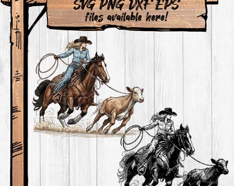 Breakaway Roper Cowgirl SVG – Calf Roping Rodeo Clipart Bundle for ...