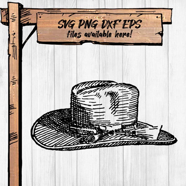 Paquete de imágenes prediseñadas de sombrero de vaquero / Arte icónico del oeste SVG PNG / Sublimación, Cricut y Silhouette - 300 DPI
