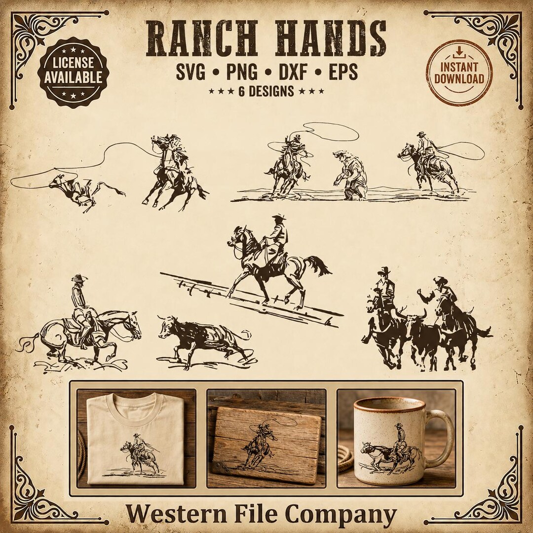 Western Roping Svg Cowboy Roping SVG Bundle Calf Roper Lasso Clipart Team Roping Steer ...
